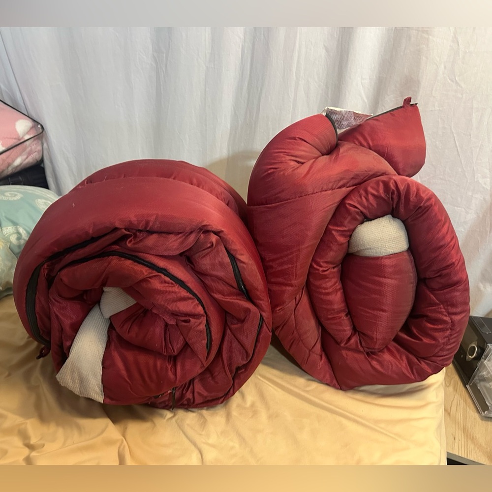 2 THICK Red sleeping bags